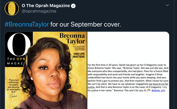 #SayHerName: An Illustration of Breonna Taylor Will Cover September’s Oprah Magazine
