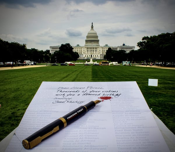 Installation Commemorates Murdered Journalist Jamal Khashoggi on Saudi Crown Prince’s Birthday