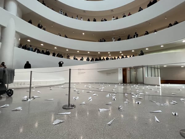 Calling For “No-Fly Zone” Over Ukraine, Artists Launch Hundreds of Paper Planes at Guggenheim Museum