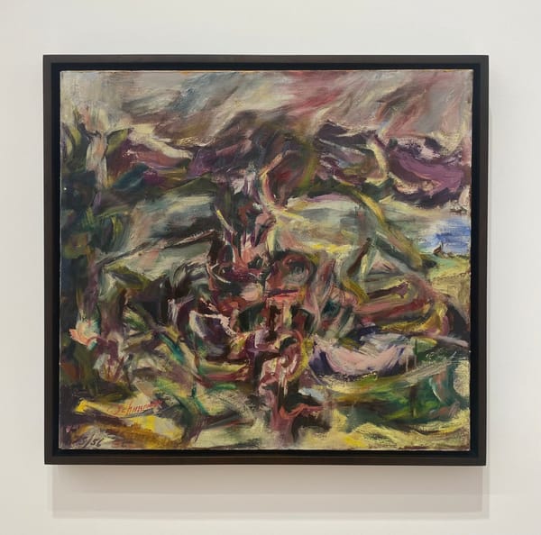 Carolee Schneemann, "Secret Garden" (1956), oil on canvas (all photos by Annabel Keenan/Hyperallergic)