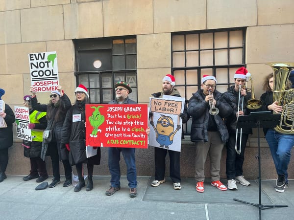 Striking New School Adjuncts Show Up at Trustees' Homes