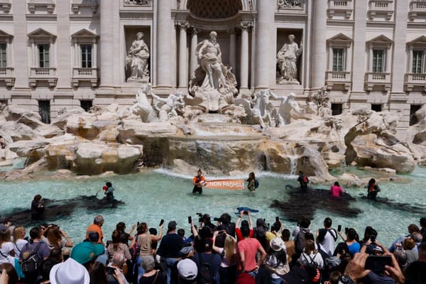 Rome’s Trevi Fountain Dyed Black in Latest Climate Action