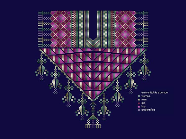 Palestinian Artist’s Digital Embroidery Illustrates Gaza Death Toll