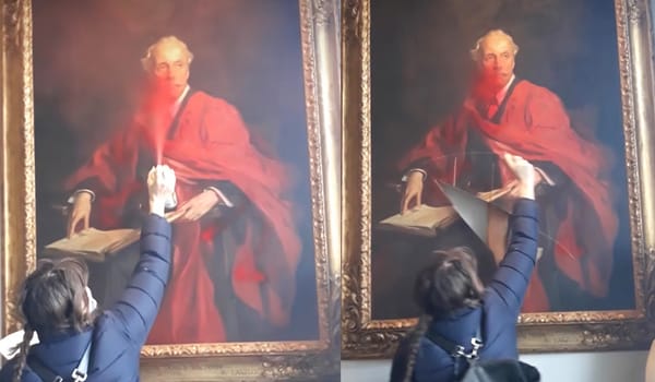 Pro-Palestine Activists Slash Portrait of British PM Associated With Nakba