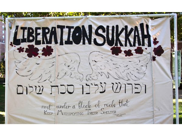 Students Build Art-Filled “Liberation Sukkah” on Columbia Campus